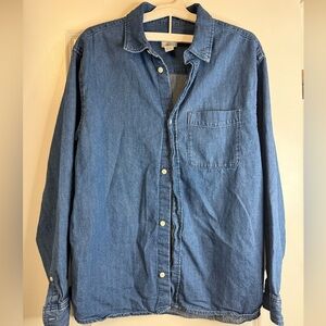 Men blue H&M denim button up